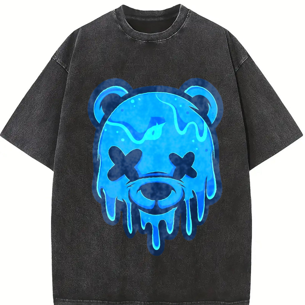 Drippy Blue Bear Two Piece Set Vintage Washed T-Shirt product image 2