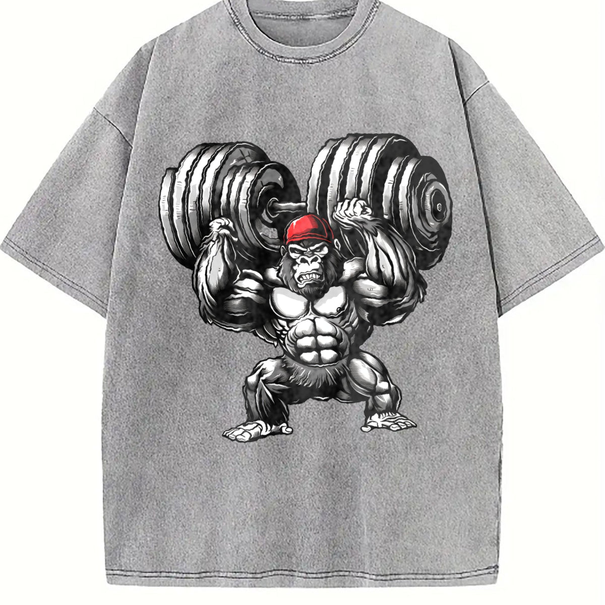 Muscular Gorilla With A Dumbbell Vintage Washed T-Shirt product image 5