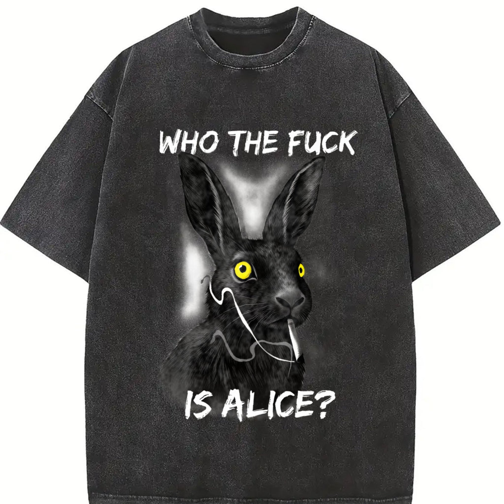 Funny Rabbit - Who The F Ck Is Alice Meme Vintage Washed product image 2