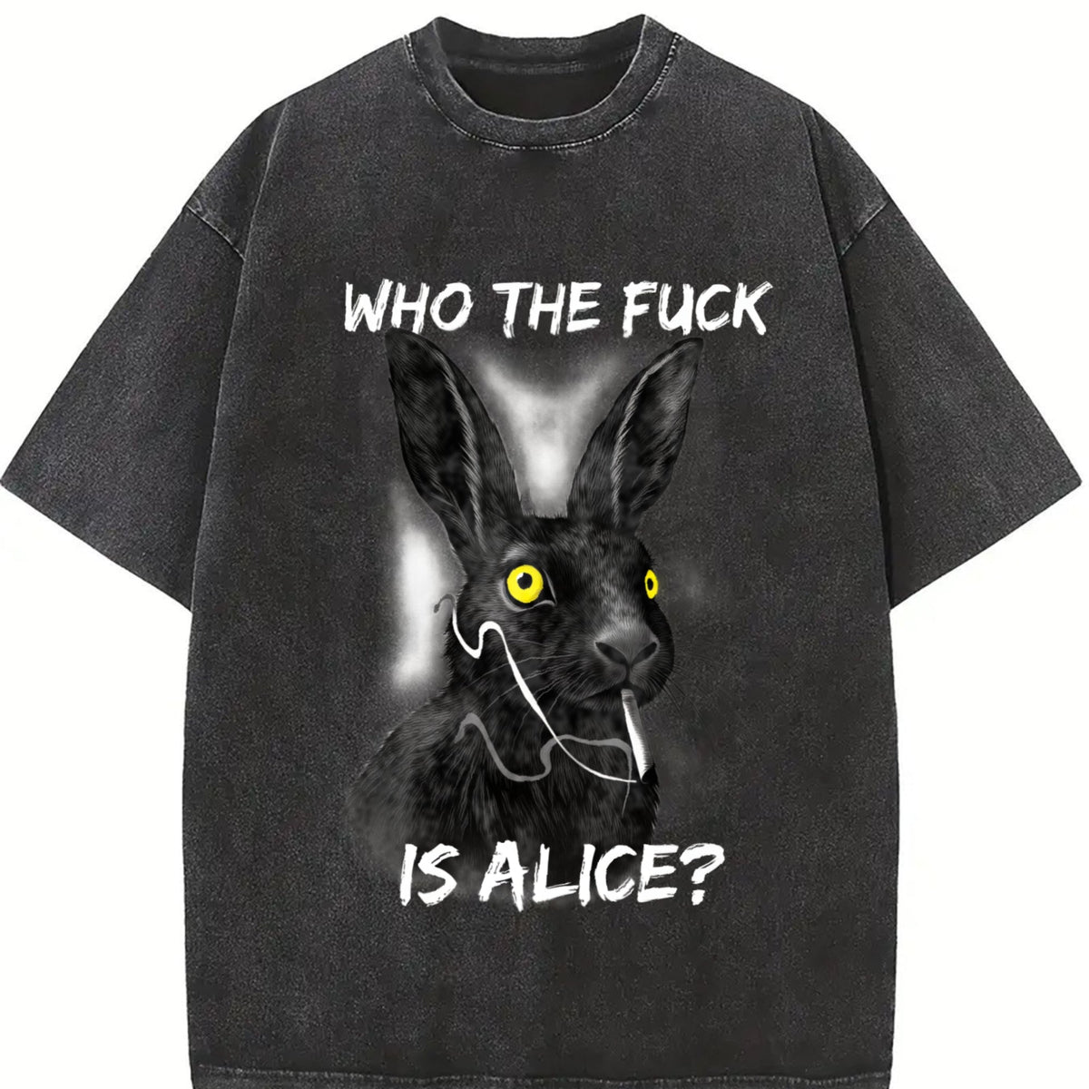 Funny Rabbit - Who The F Ck Is Alice Meme Vintage Washed product image 2