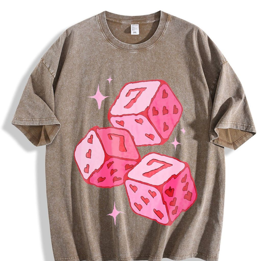 Pink Lucky 7 Dice Vintage Washed T-Shirt product image 3