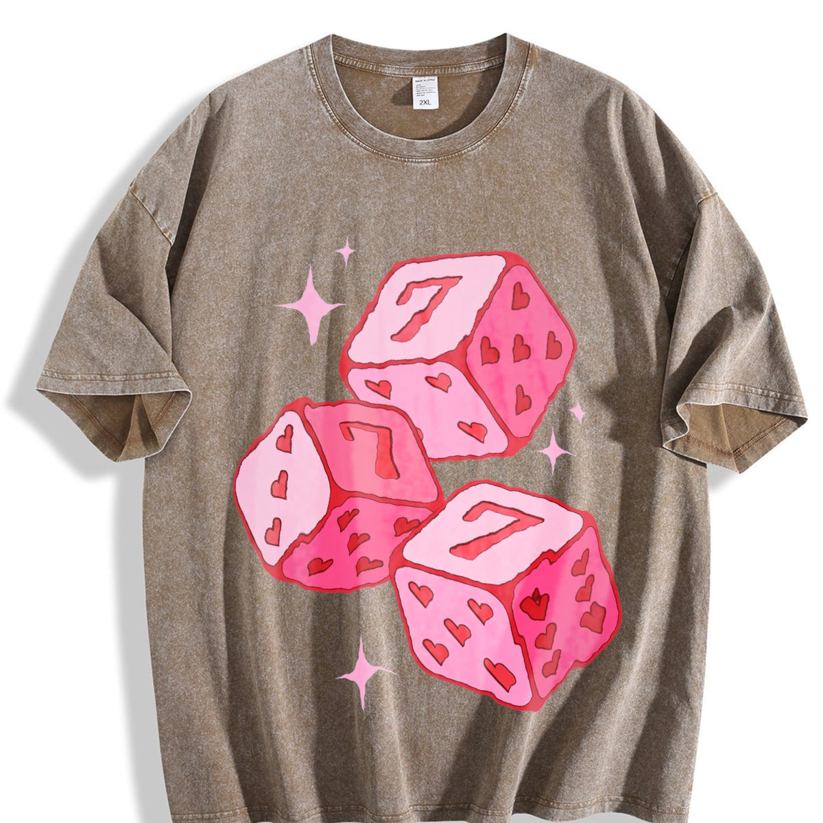 Pink Lucky 7 Dice Vintage Washed T-Shirt product image 3
