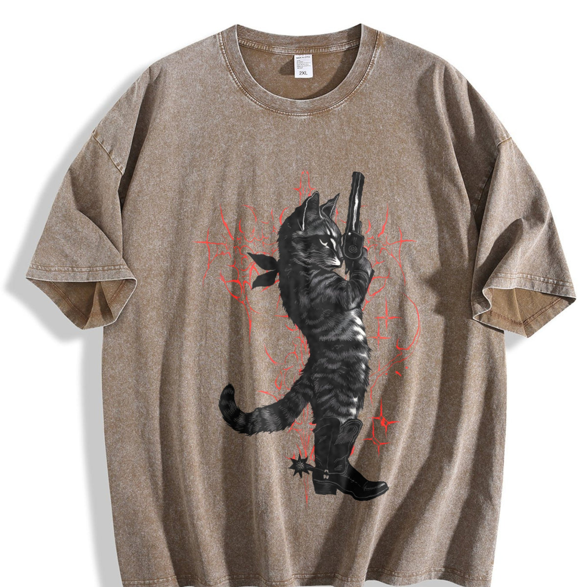 Cowboy Cat Neo-tribal Vintage Washed T-Shirt product image 3