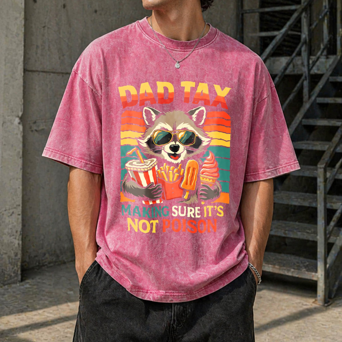 Dad Tax Raccoon Vintage Washed T-Shirt product image 7