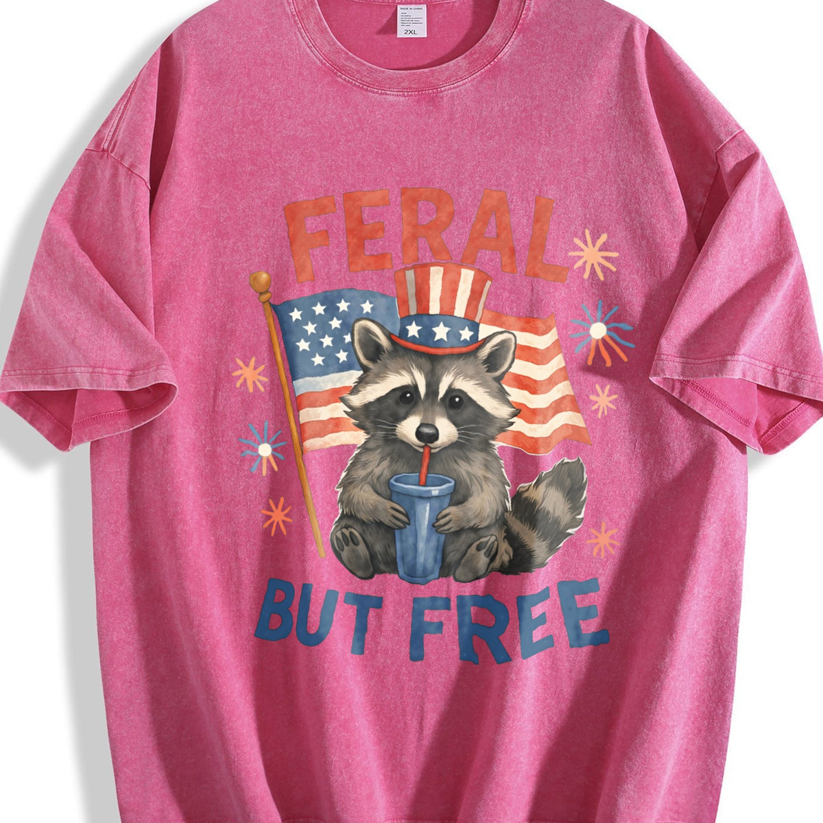 Feral But Free Raccoon 4th Of July 90s Vintage Washed product image 7