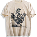 Funny Cowgirl Riding Chicken 90s Vintage Washed T-Shirt product image 1