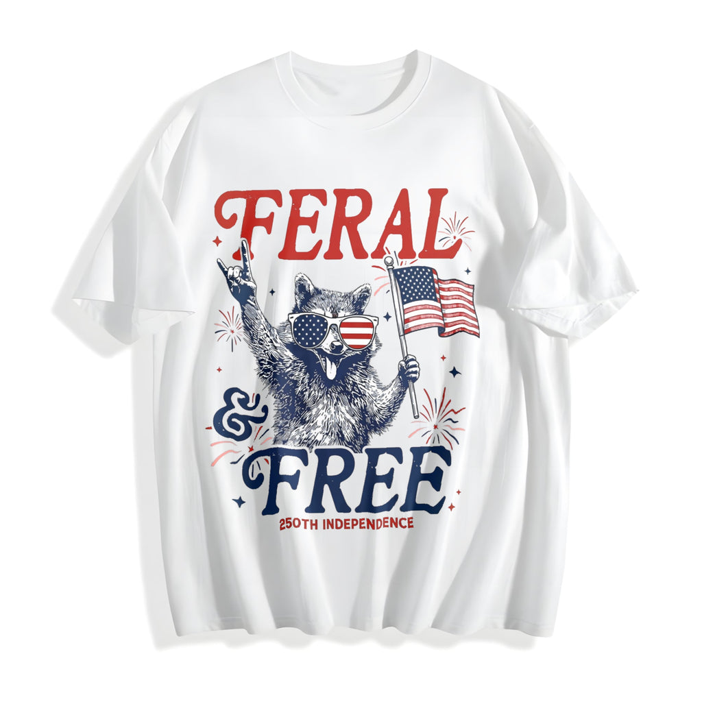 Feral And Free Raccoon Cotton T-Shirt product image 2
