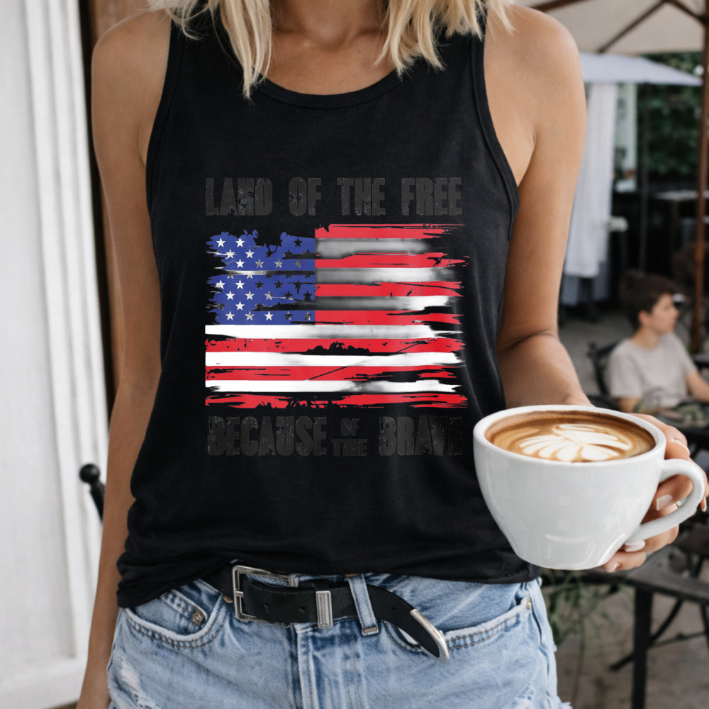 Land Of The Free Because Of The Brave American Flag Women's Tank Top