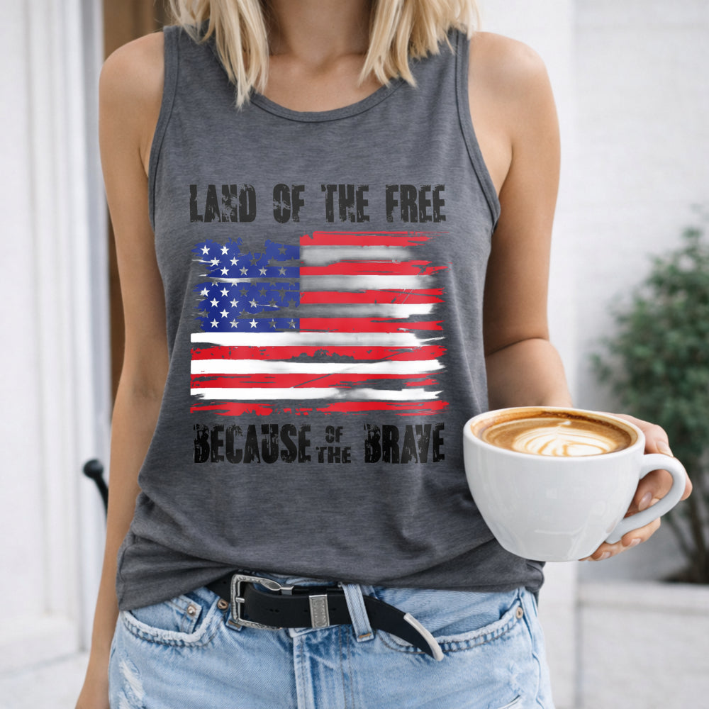 Land Of The Free Because Of The Brave American Flag Women's Tank Top