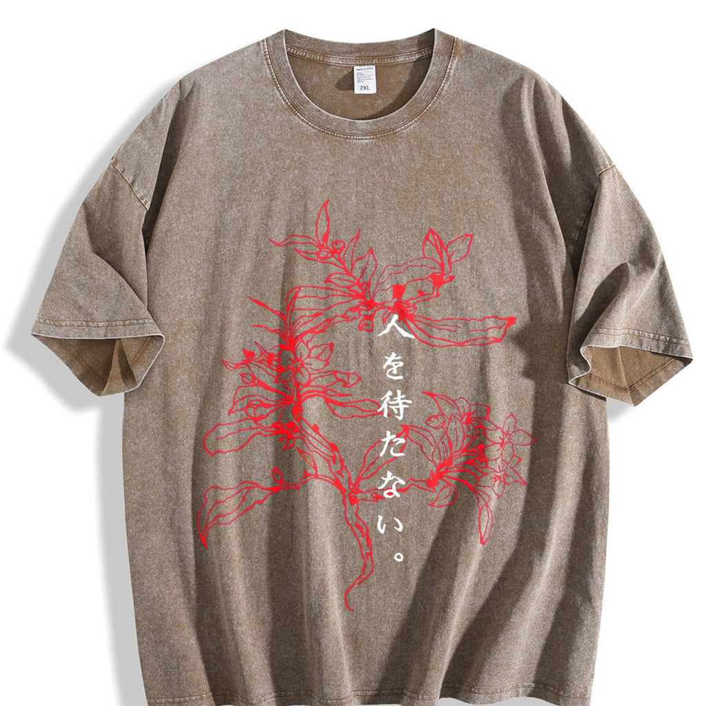 Japanese Floral & Text Vintage Washed T-Shirt product image 3