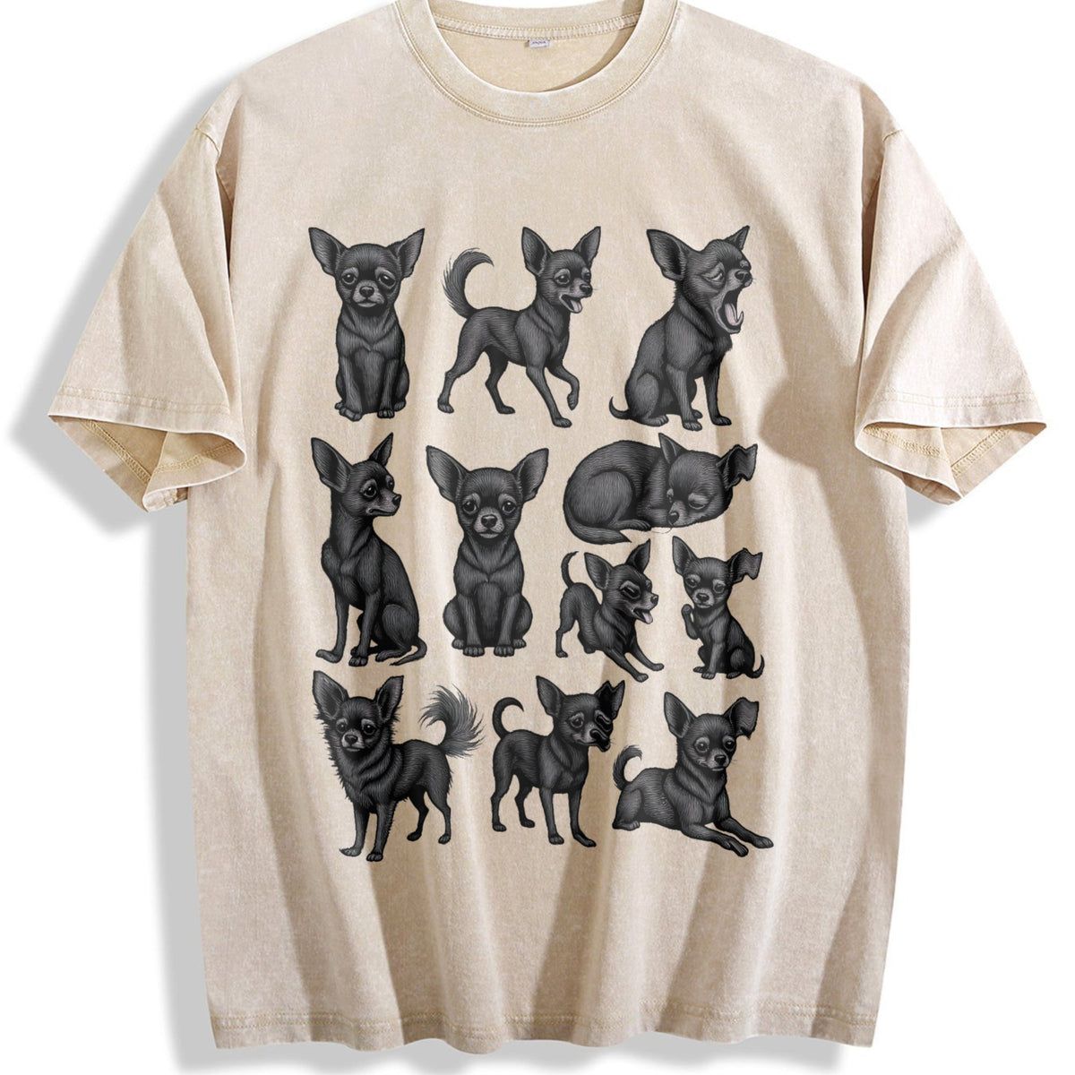 Black Chihuahua Chart Vintage Washed T-Shirt product image 1