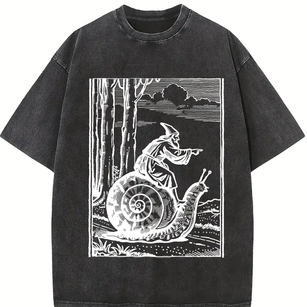 Medieval Snail Rider Vintage Washed T-Shirt product image 2