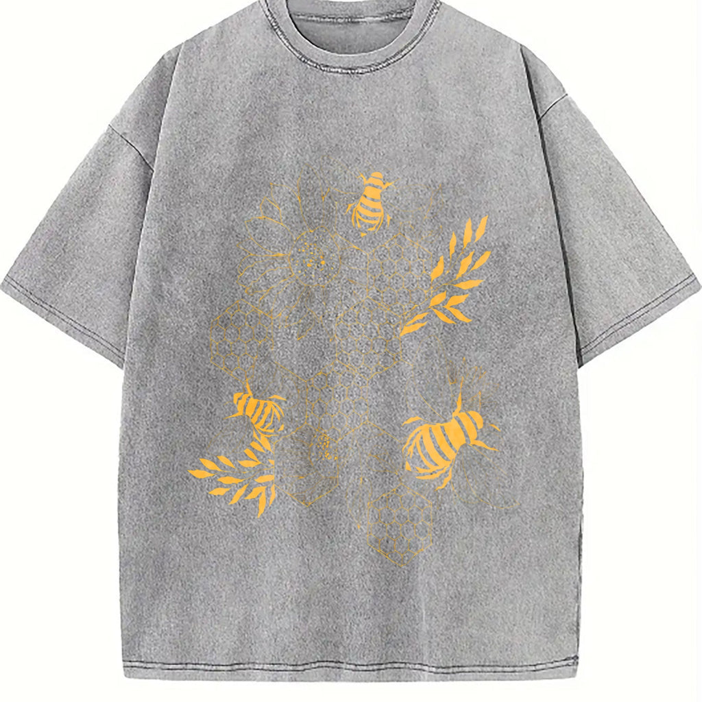 Gold Botanical Line Art Vintage Washed T-Shirt product image 5