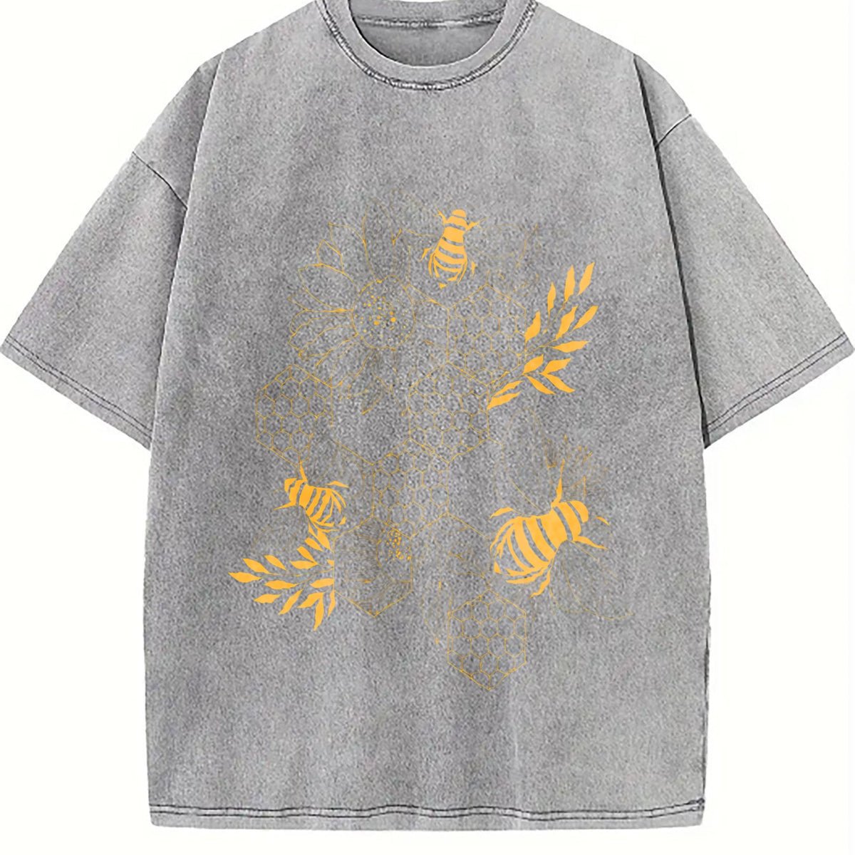 Gold Botanical Line Art Vintage Washed T-Shirt product image 5