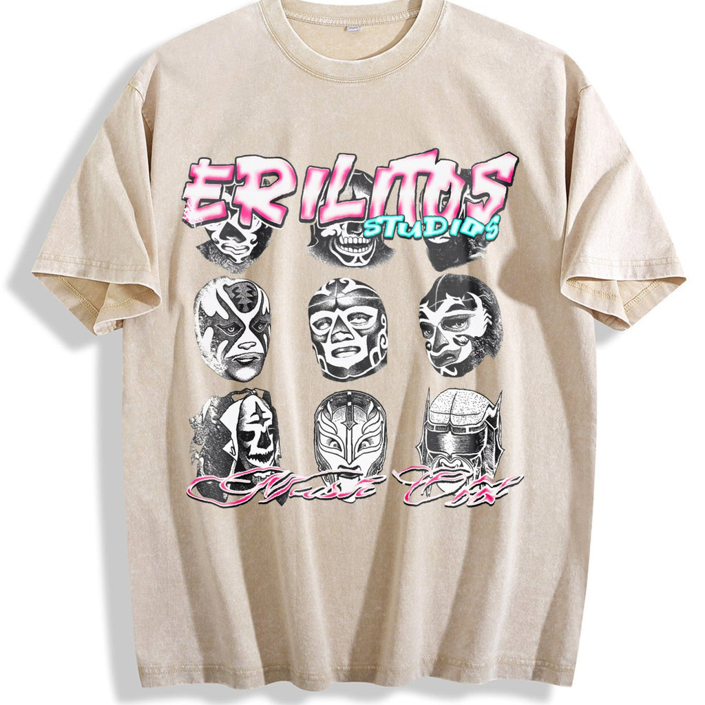 Lucha Libre Masks Vintage Washed T-Shirt product image 1