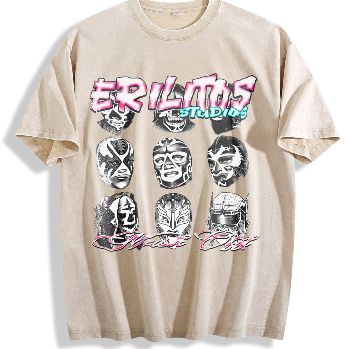 Lucha Libre Masks Vintage Washed T-Shirt product image 1