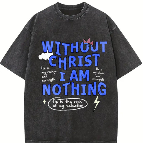 100 Boxy Christian Faith Letter White Vintage Washed T-Shirt product image 2