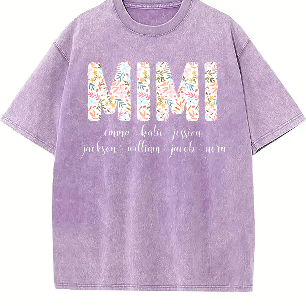 Mimi With Grandkids Names Vintage Washed T-Shirt product image 6