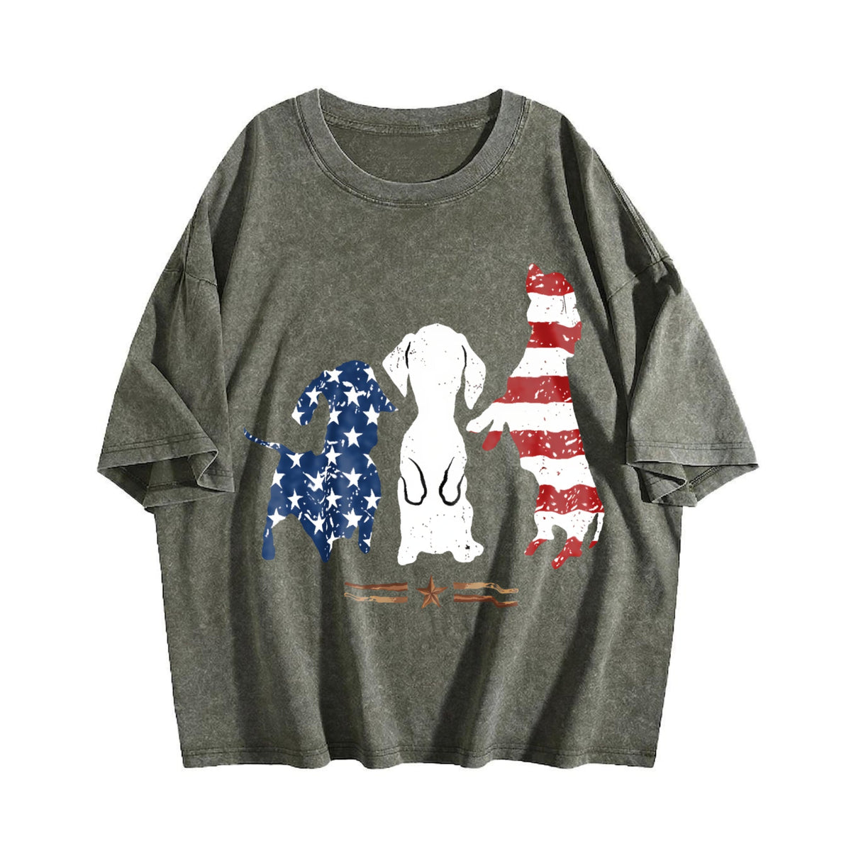 Patriotic Dog Silhouette Boxy Y2K Aesthetic Summer Vintage product image 4