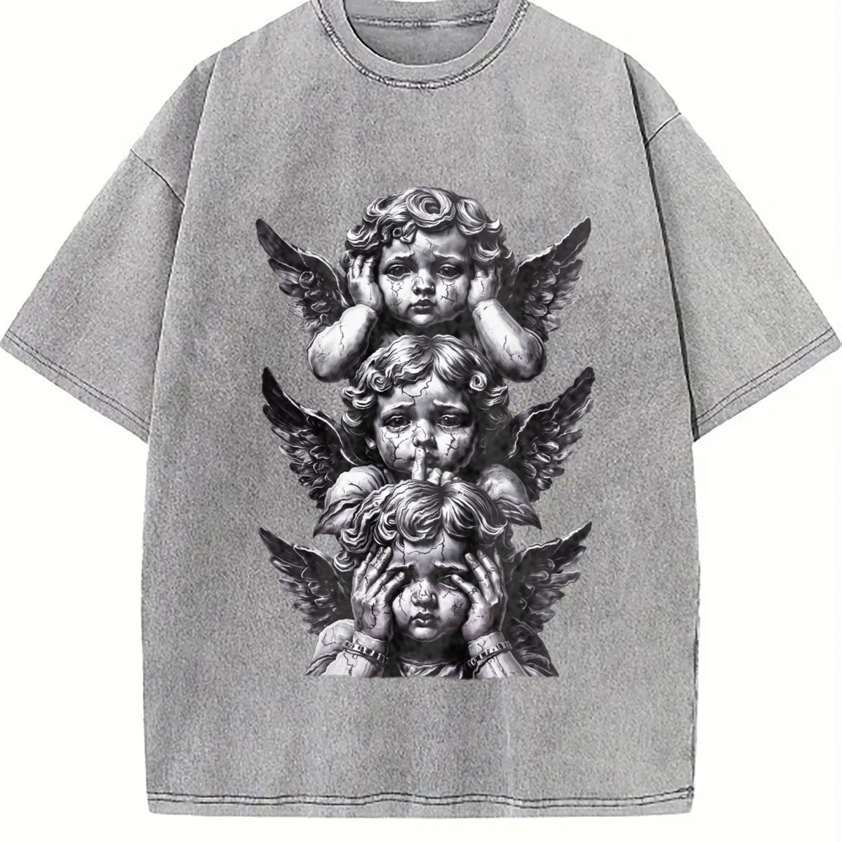 Gothic Three Wise Monkeys Angel Statue Vintage Washed product image 5