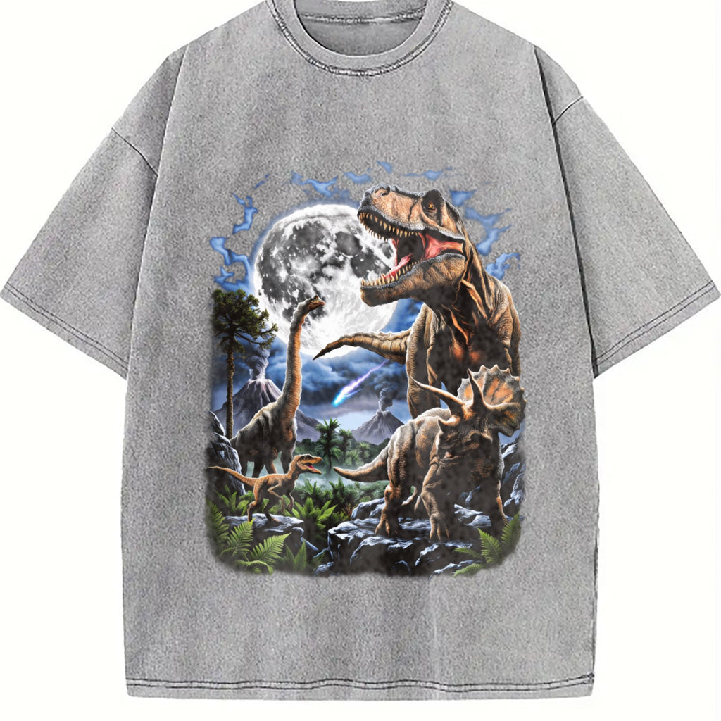 Dinosaurs under the Full Moon Vintage Washed T-Shirt product image 5