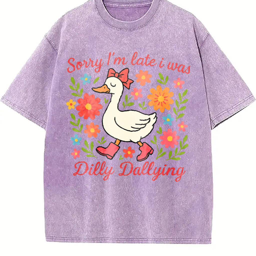 Late Duck Is Busy Vintage Washed T-Shirt product image 6