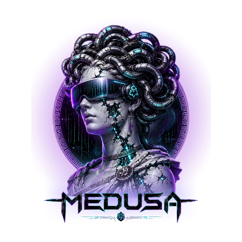 Cyberpunk Medusa Greek Statue Cyber Cables VR Visor Sci-Fi product image 3