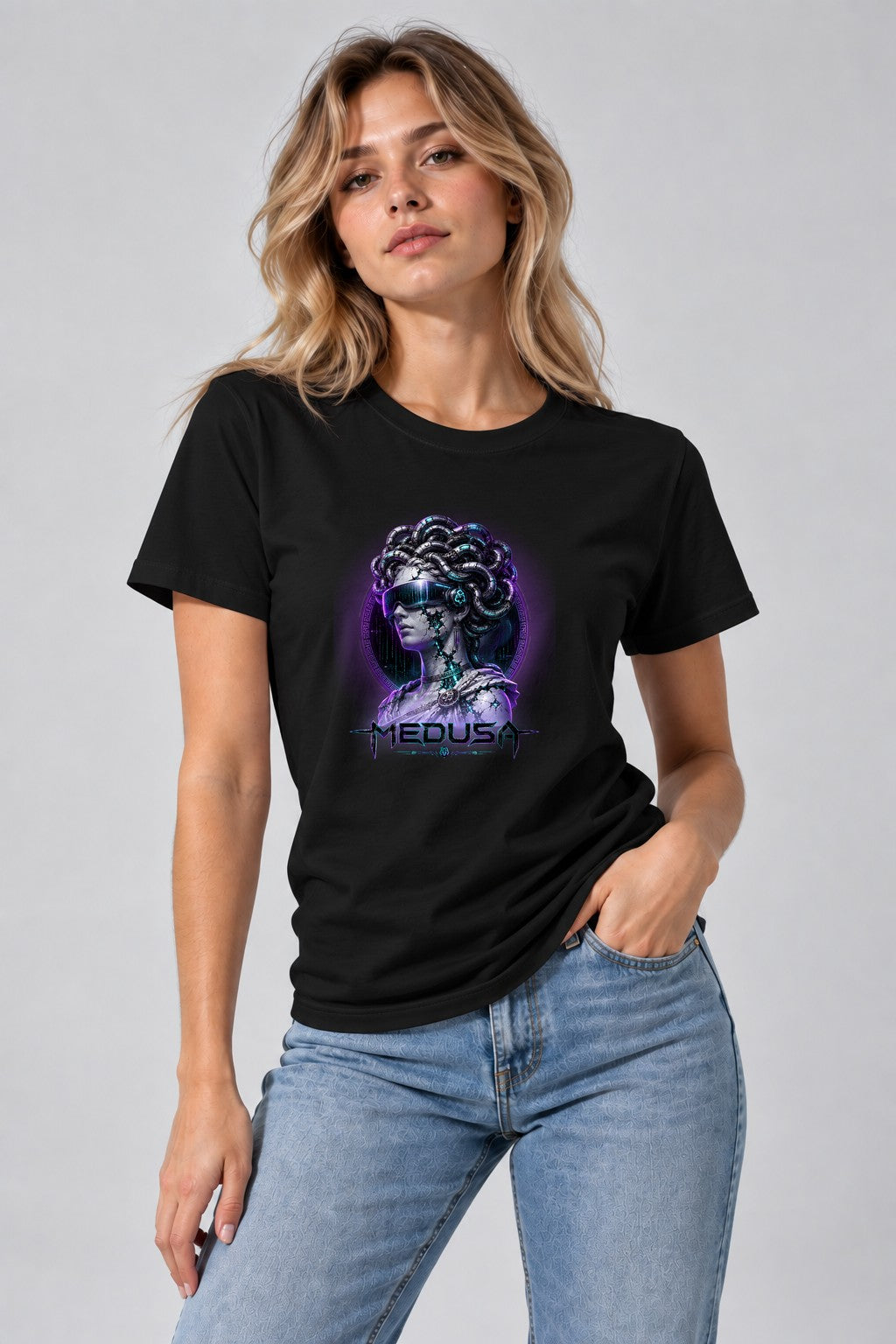 Cyberpunk Medusa Greek Statue Cyber Cables VR Visor Sci-Fi product image 2