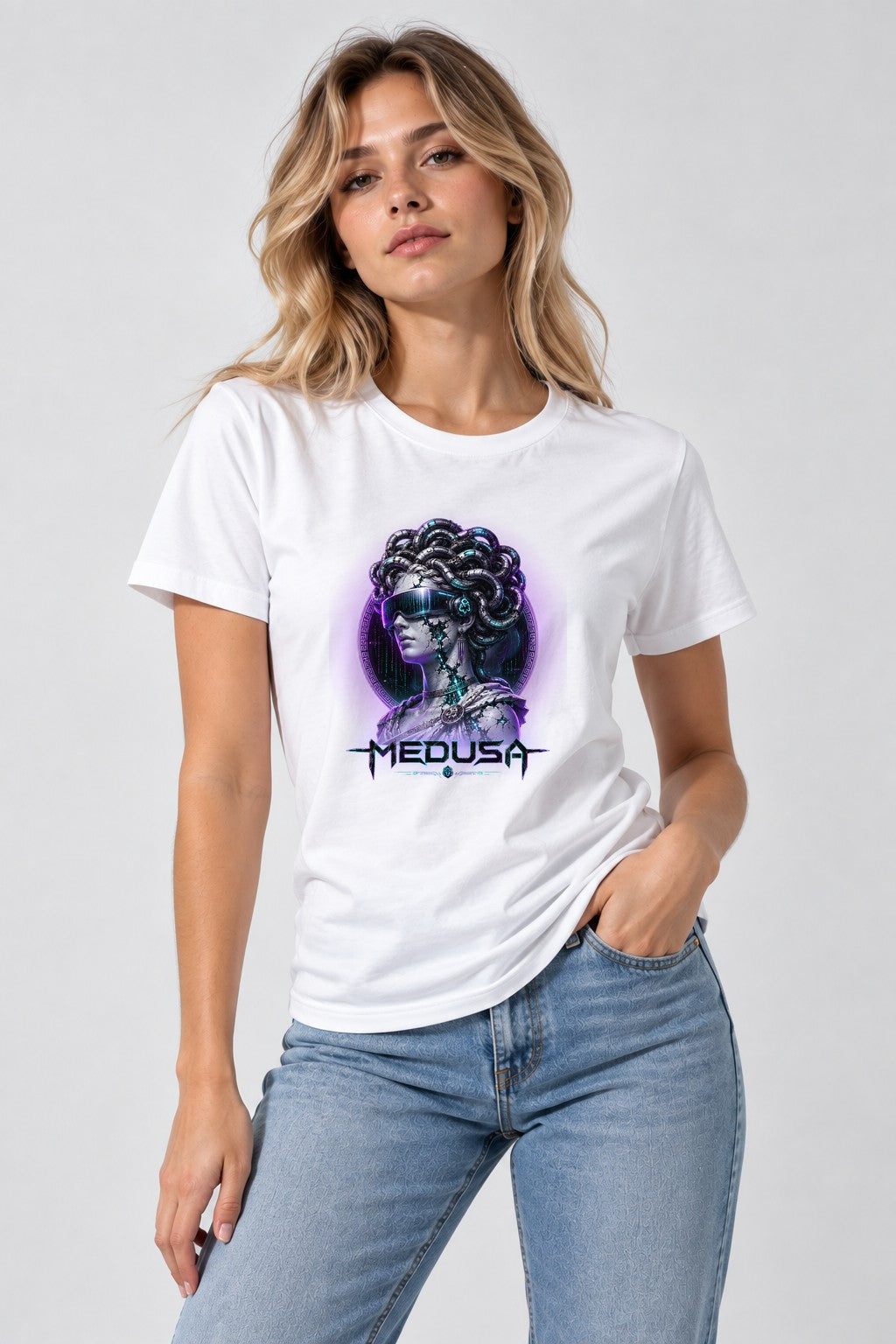 Cyberpunk Medusa Greek Statue Cyber Cables VR Visor Sci-Fi product image 1