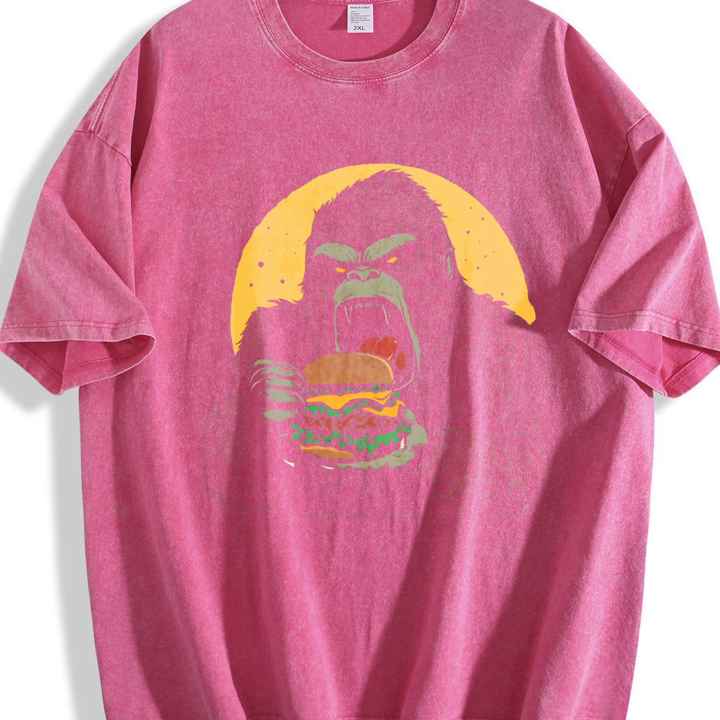 Gorilla Eating Hamburger 90s Vintage Washed T-Shirt product image 7