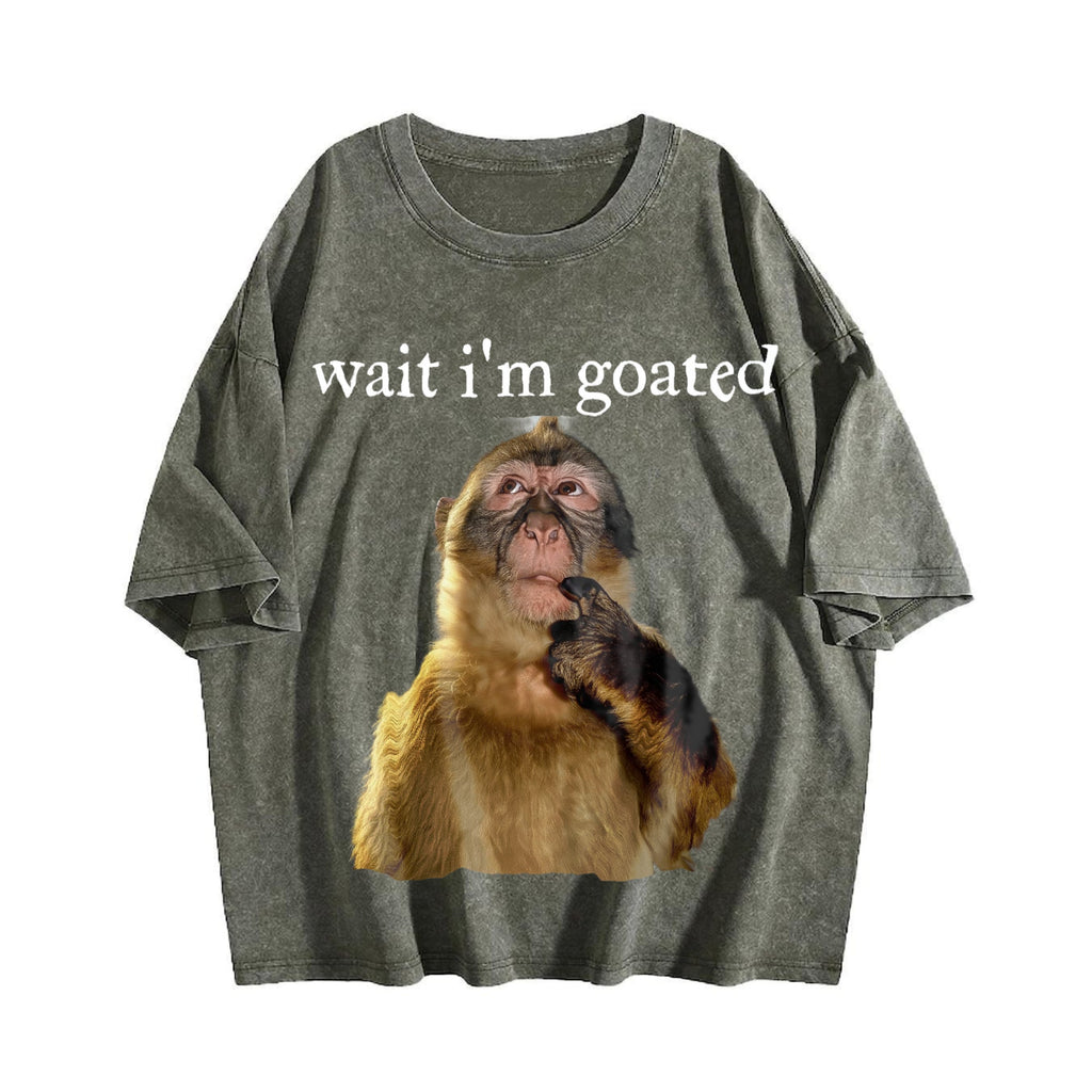 Wait I'm Goated Funny Thinking Monkey Meme Brainrot Vintage product image 4
