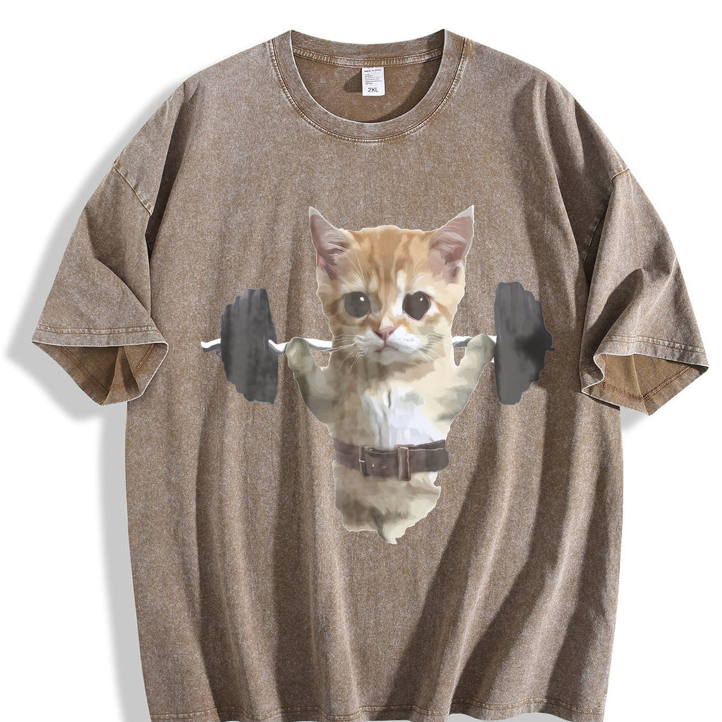 Funny Sam Sulek Cat Gym Meme Vintage Washed T-Shirt product image 3