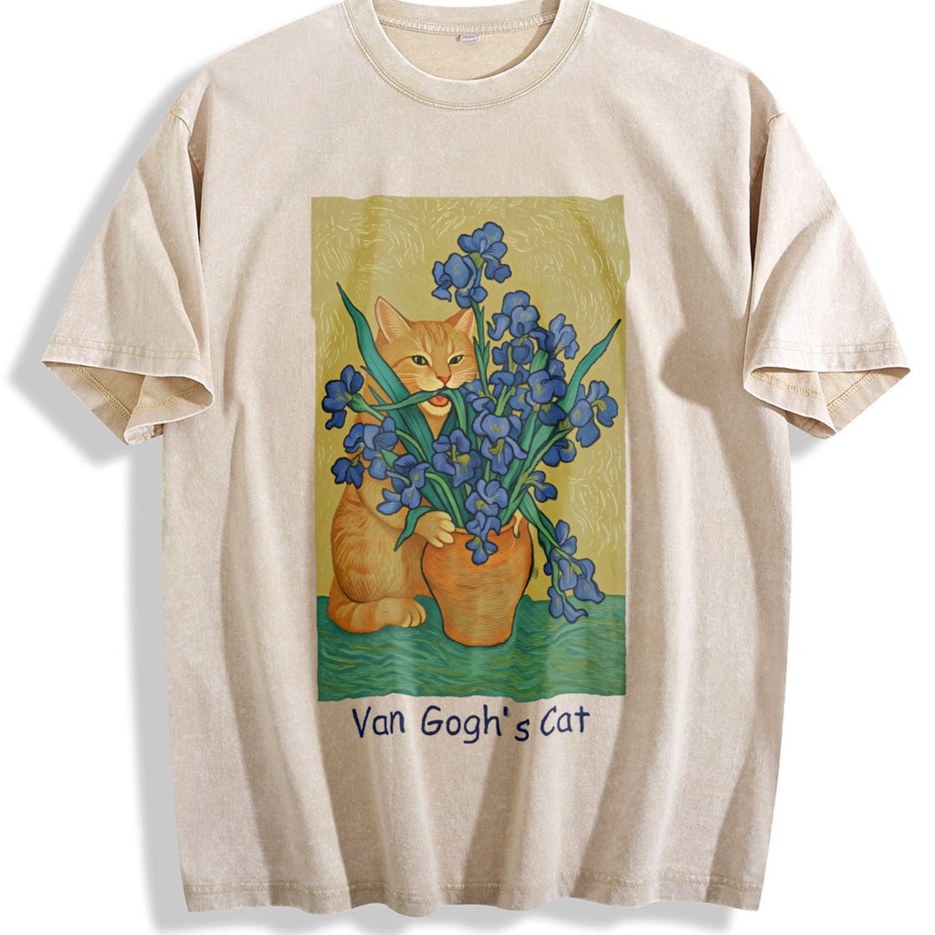 Van Gogh Cat Vintage Washed T-Shirt product image 1