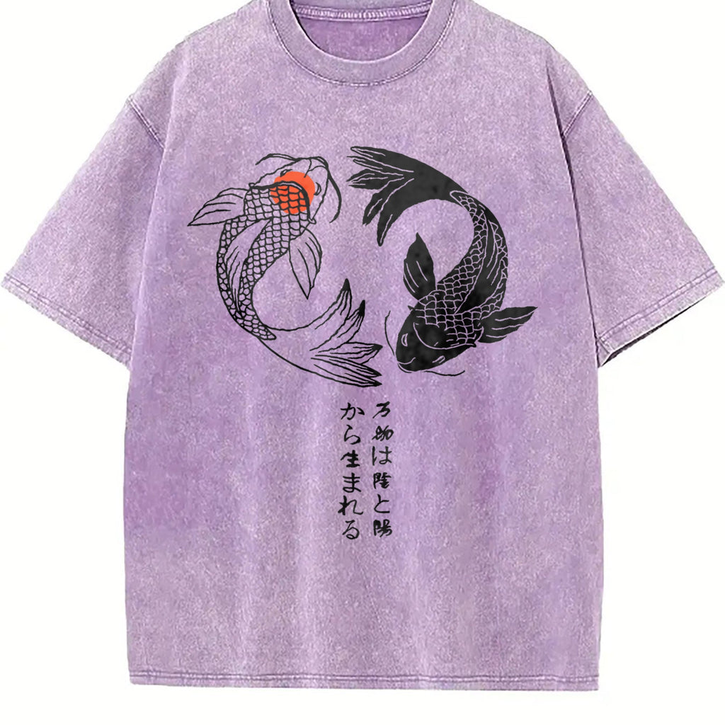 Japanese Koi Fish Yin Yang Vintage Washed T-Shirt product image 6