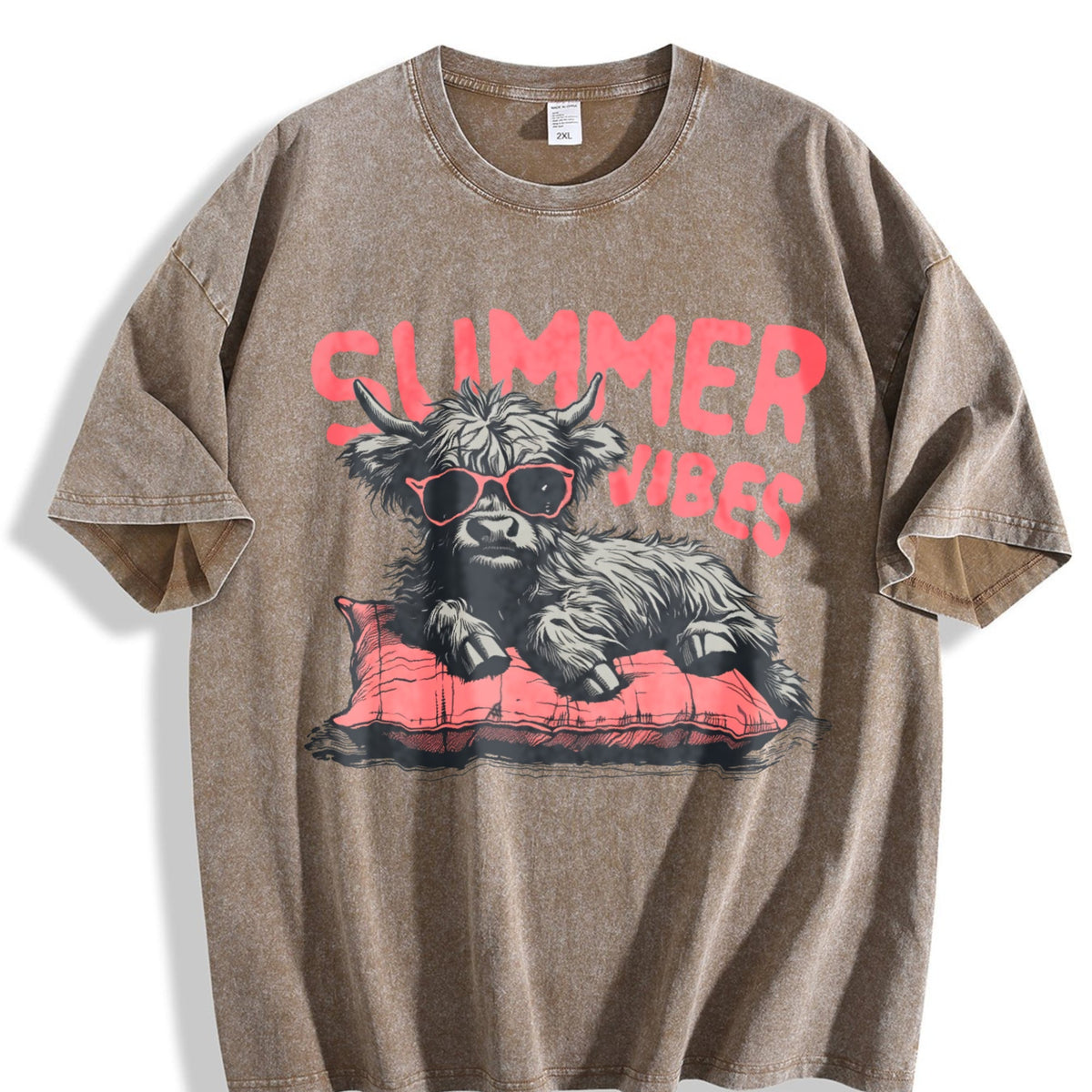 Highland Cow Summer Vibes Vintage Washed T-Shirt product image 3