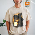 Witch Cat Moon : Gothic Halloween Vintage Washed T-Shirt product image 1