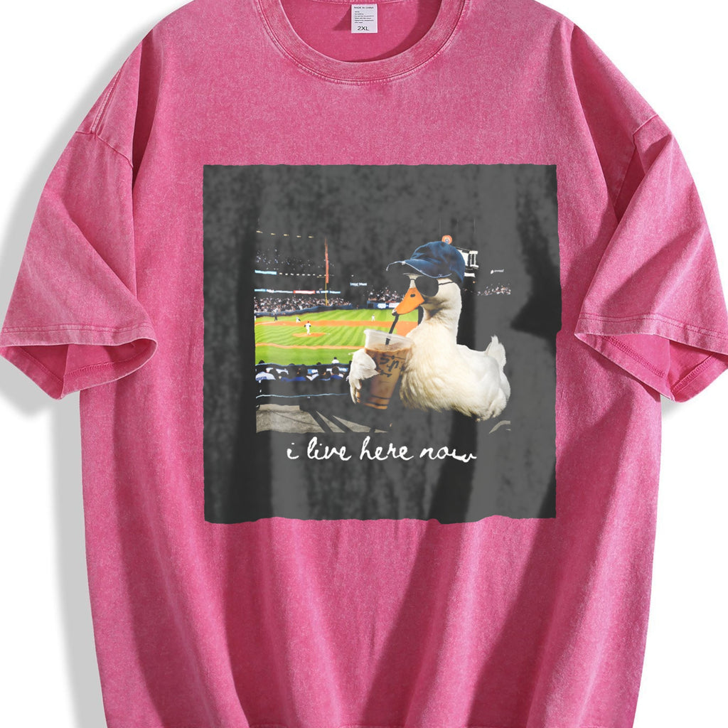I Live Here Now Baseball Duck Vintage Washed T-Shirt product image 7