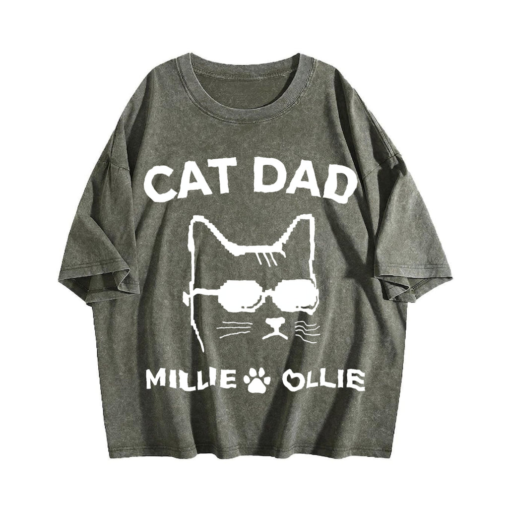 Cat Dad Vintage Washed T-Shirt product image 4