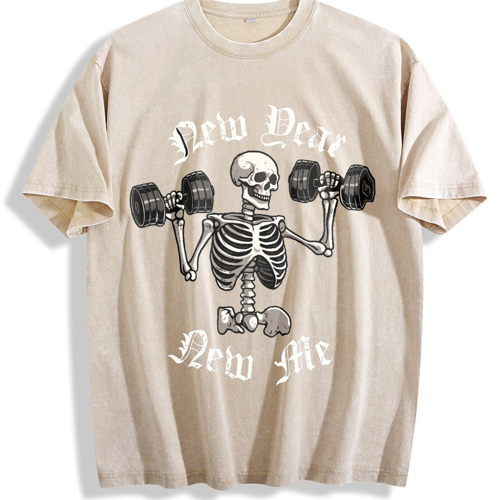Skull Dumbbell Vintage Washed T-Shirt product image 1