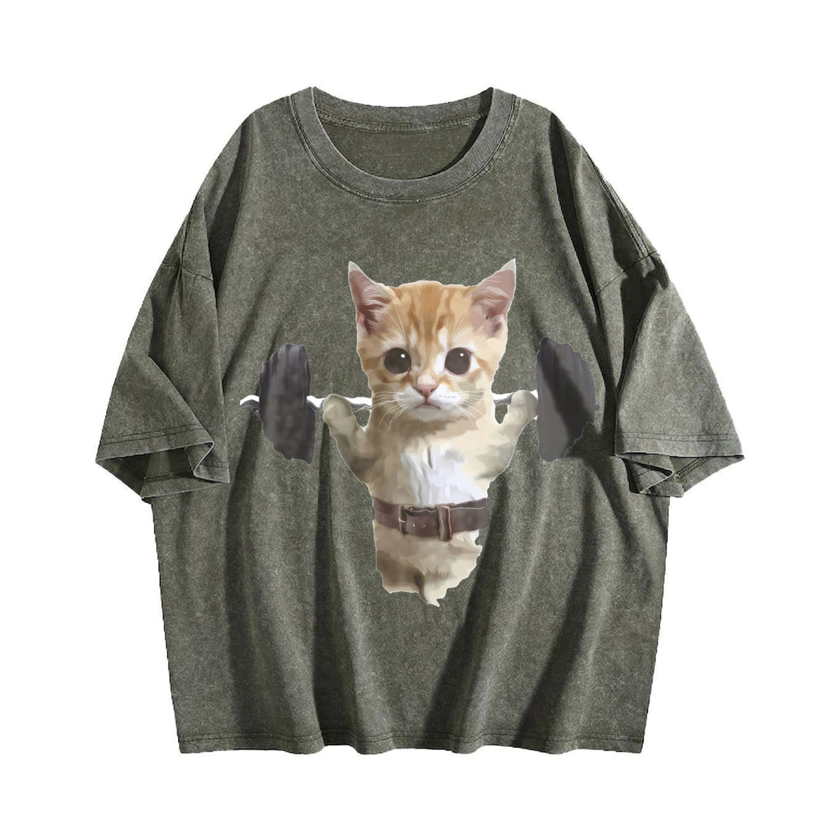 Funny Sam Sulek Cat Gym Meme Vintage Washed T-Shirt product image 4