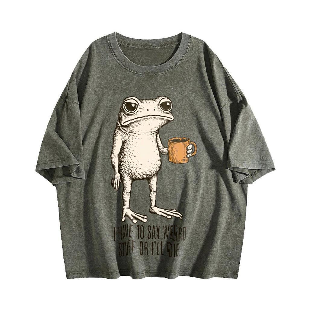 I Have To Say Weird Stuff Or I'll Die Frog Drinking Vintage product image 4