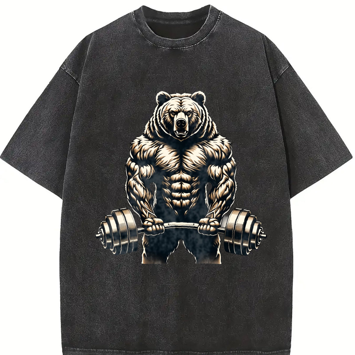 Bear Powerlifting Weightlifting Gym Workout Vintage Washed product image 2