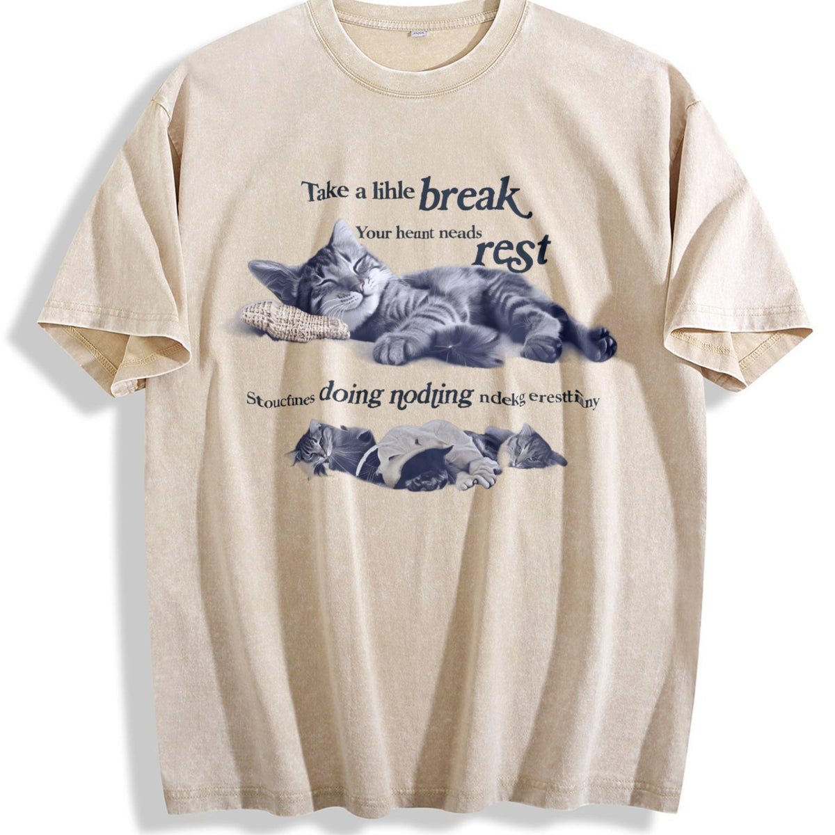 Y2K Relaxing Cat Vintage Washed T-Shirt product image 1