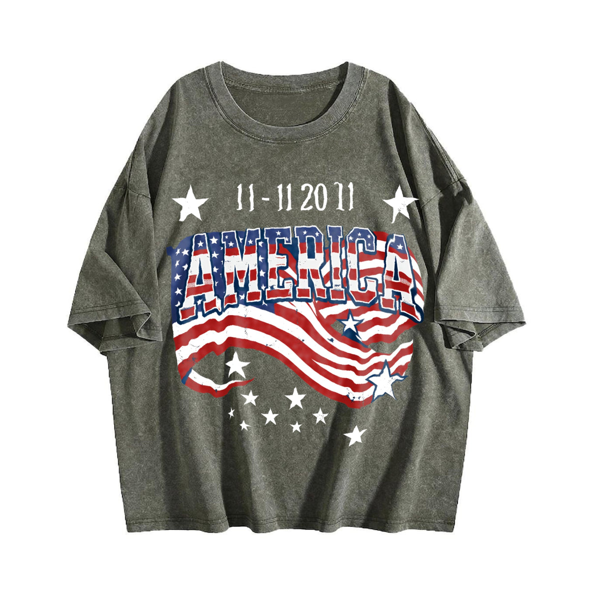 Patriotic 11-11 America Flag 100 Boxy Y2K Aesthetic Vintage product image 4
