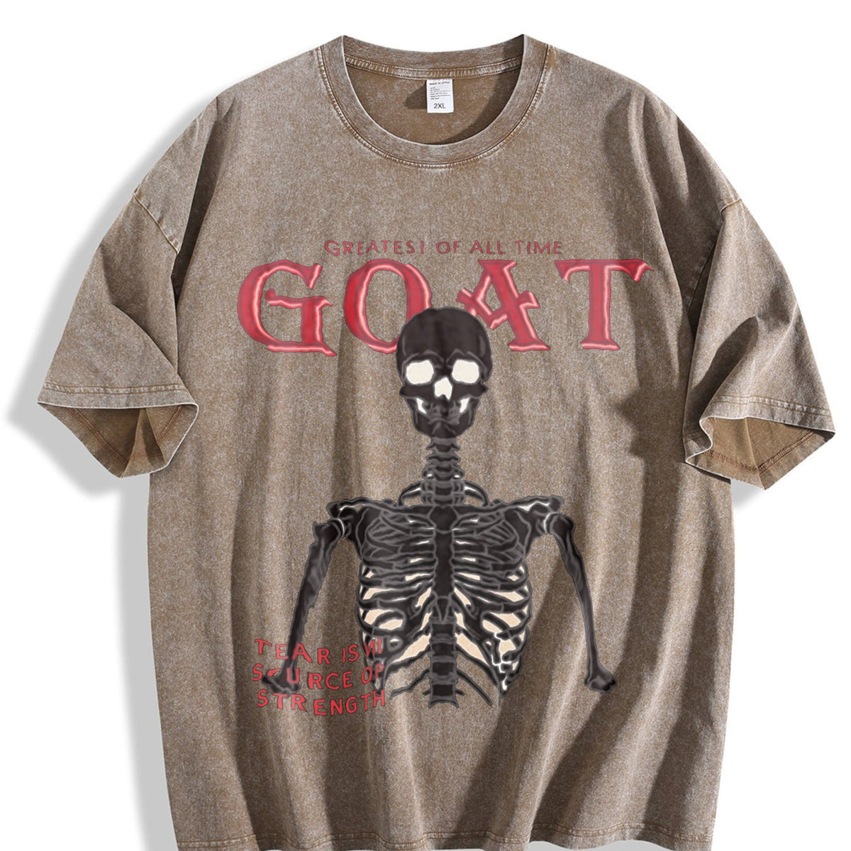 Goat Skeleton Fire White Vintage Washed T-Shirt product image 3