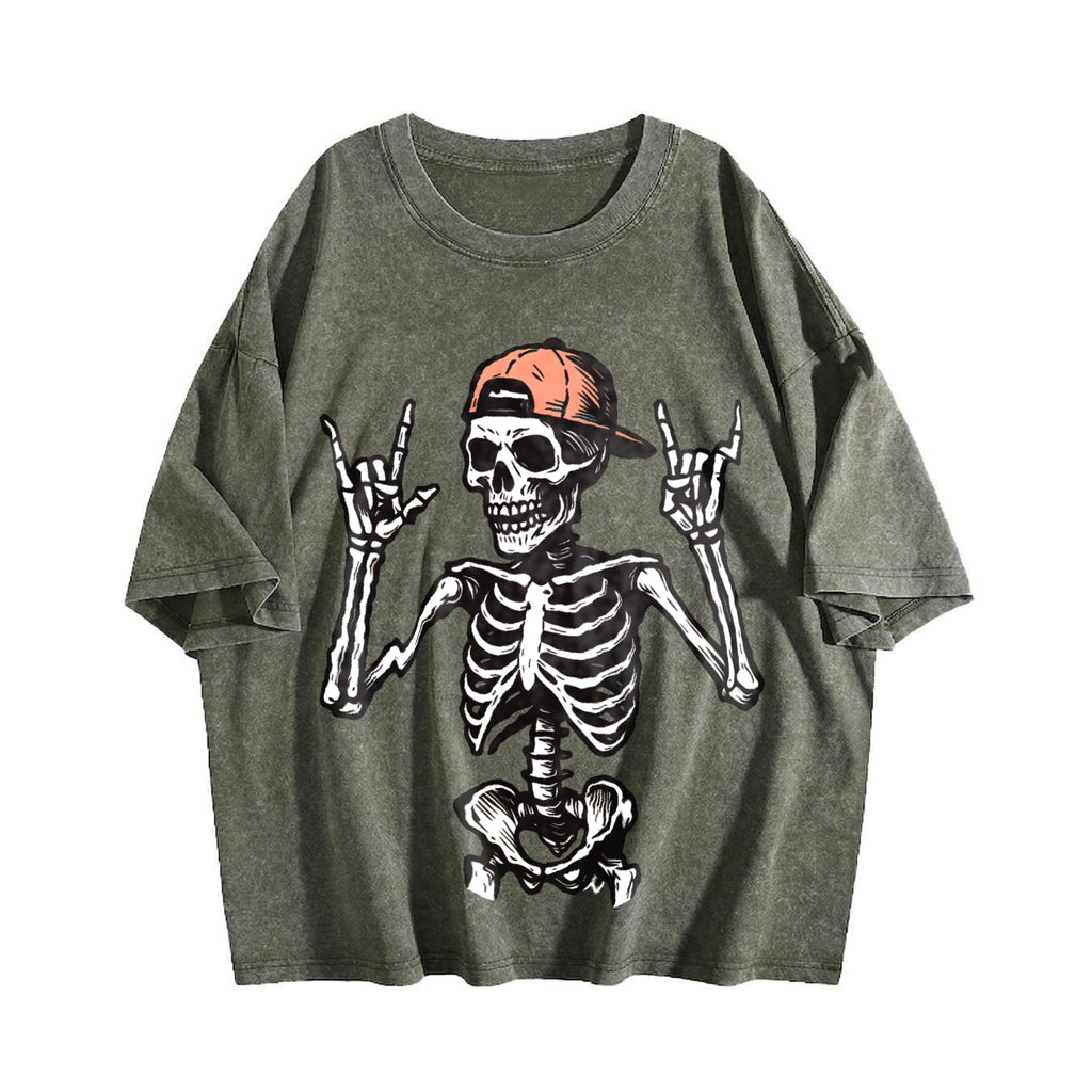 Rock And Roll Skeleton Vintage Washed T-Shirt product image 4