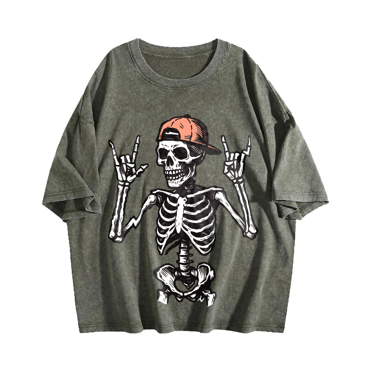 Rock And Roll Skeleton Vintage Washed T-Shirt product image 4