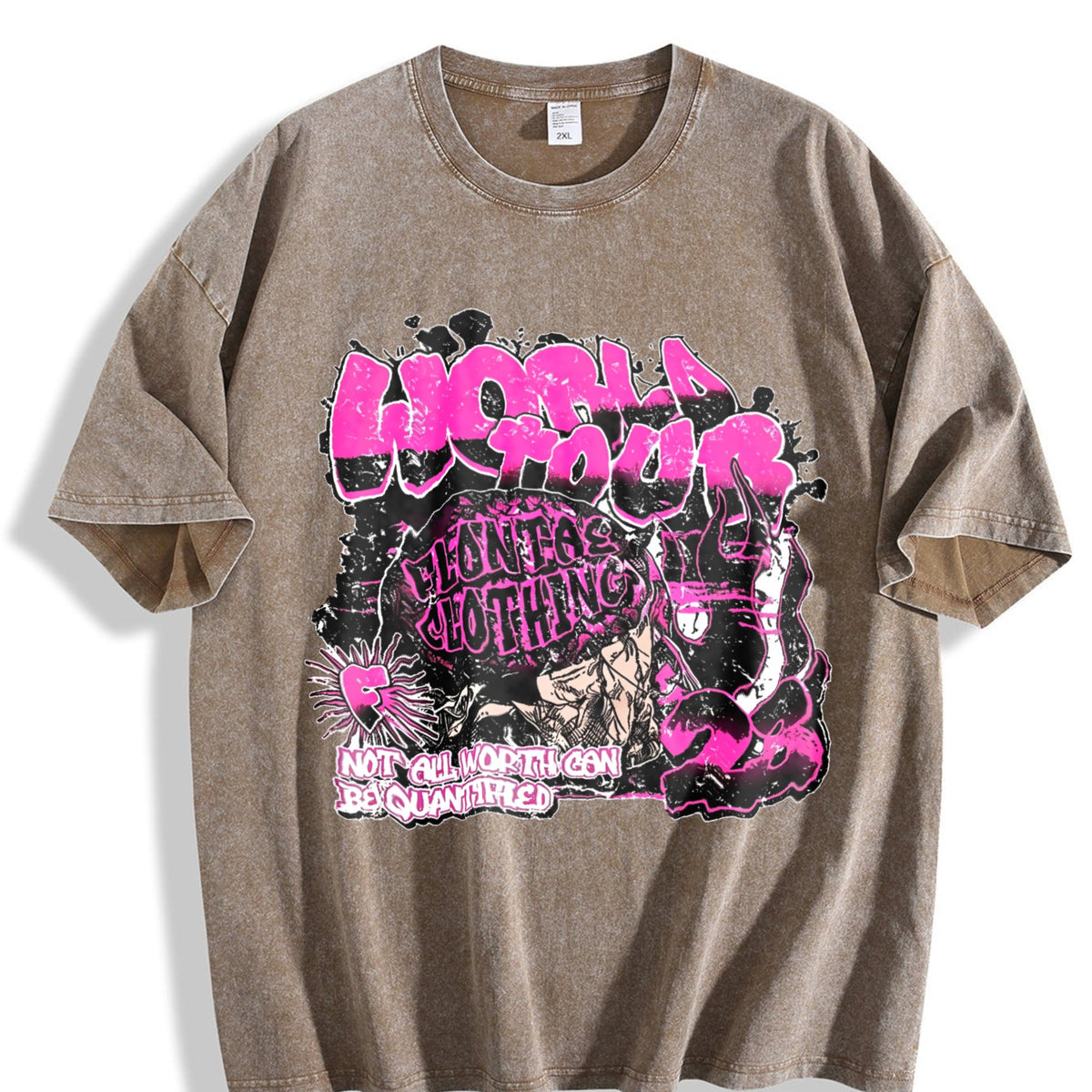 Pink Graffiti World Tour Rock Muscle Vintage Washed T-Shirt product image 3