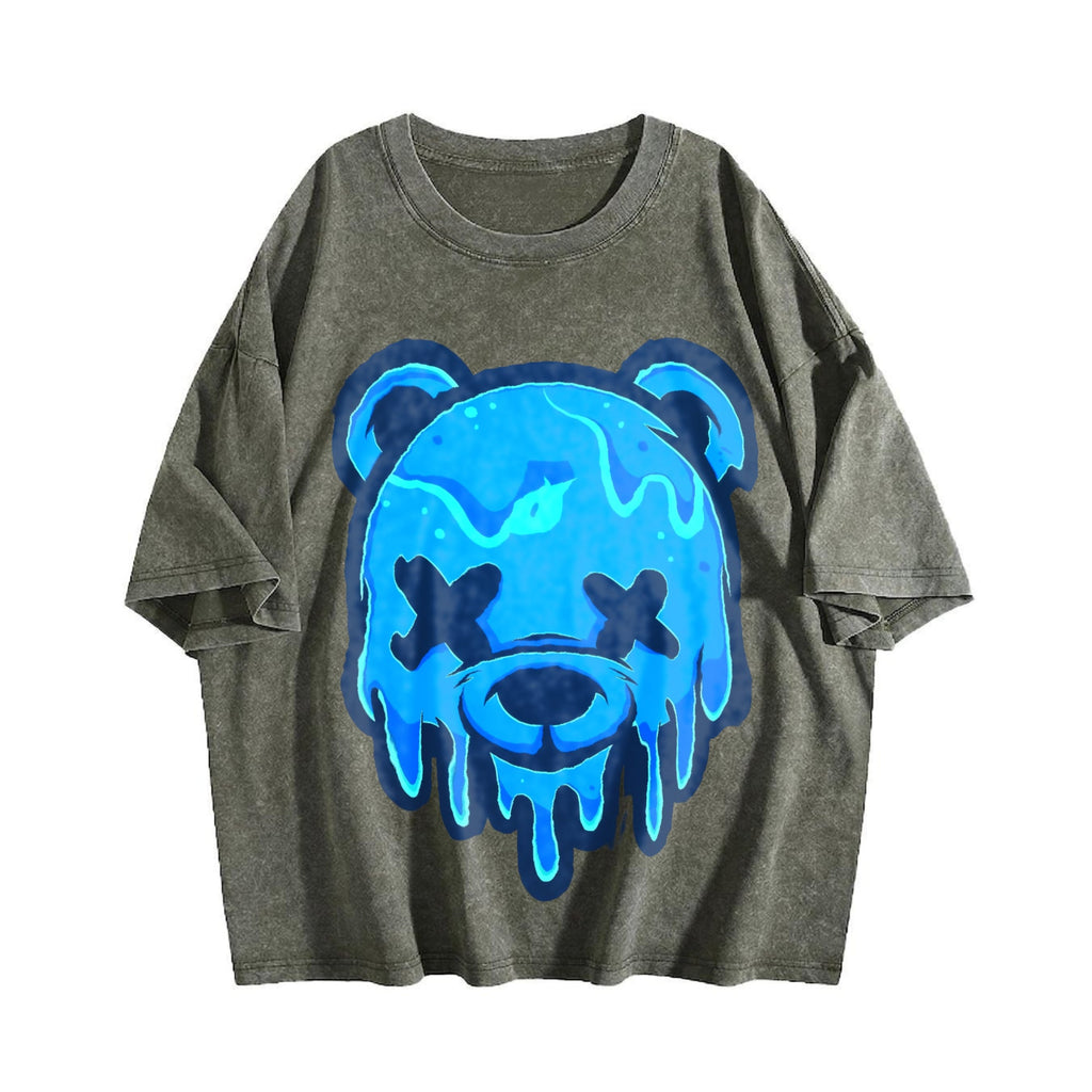 Drippy Blue Bear Two Piece Set Vintage Washed T-Shirt product image 4