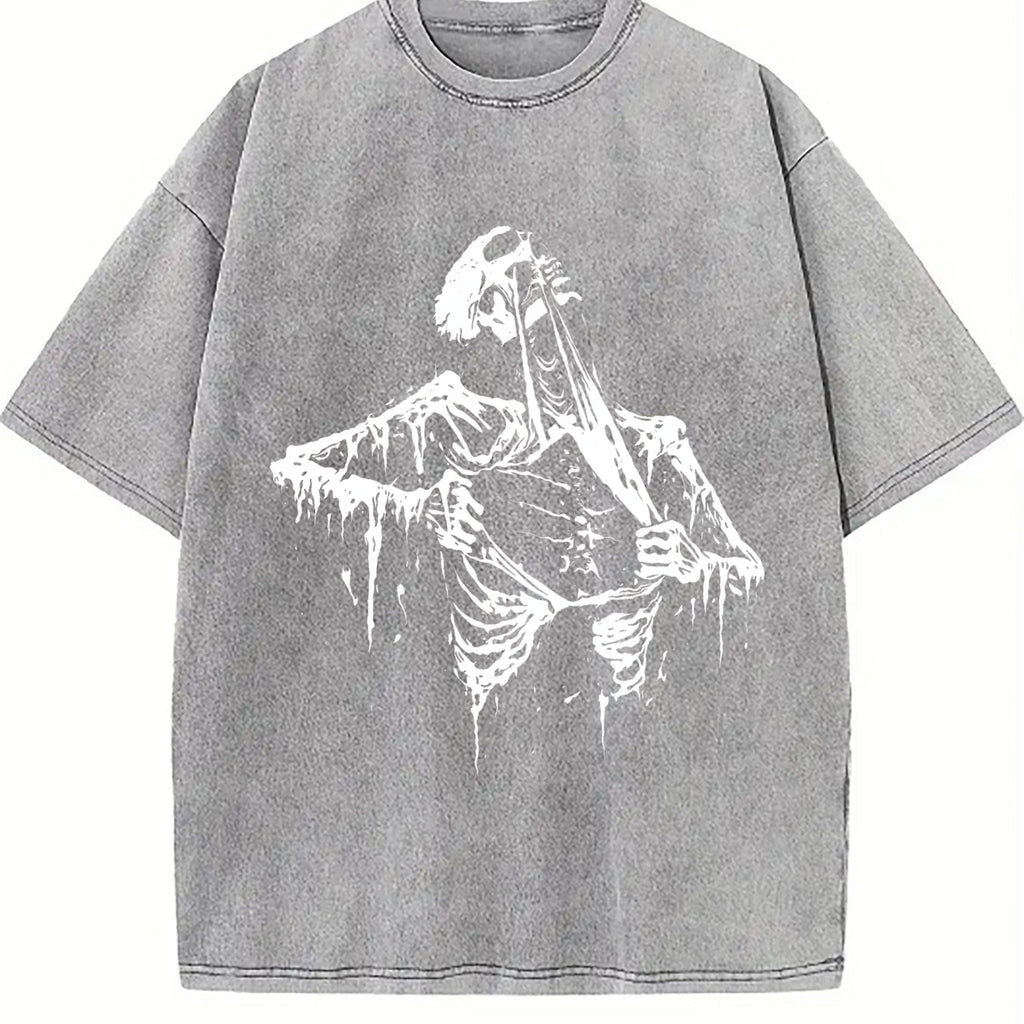 Skeleton Ripping Rip Cage 90s Vintage Washed T-Shirt product image 5